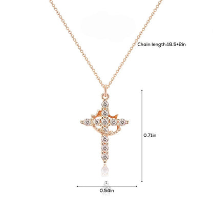 Handmade Cross Crown Necklace